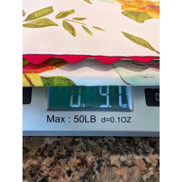 Pioneer Woman Table runner Watercolor Poinsettia Green White Checks 72" Floral - Picture 6 of 6